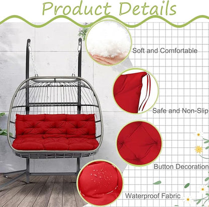 Replacement Cushions for Outdoor Swing, Outdoor Cushions for Patio Furniture with Backrest, Waterproof Thicken 4" Porch Swing Cushions, for Outdoor Patio Garden Furniture(Red 40 * 47 in)