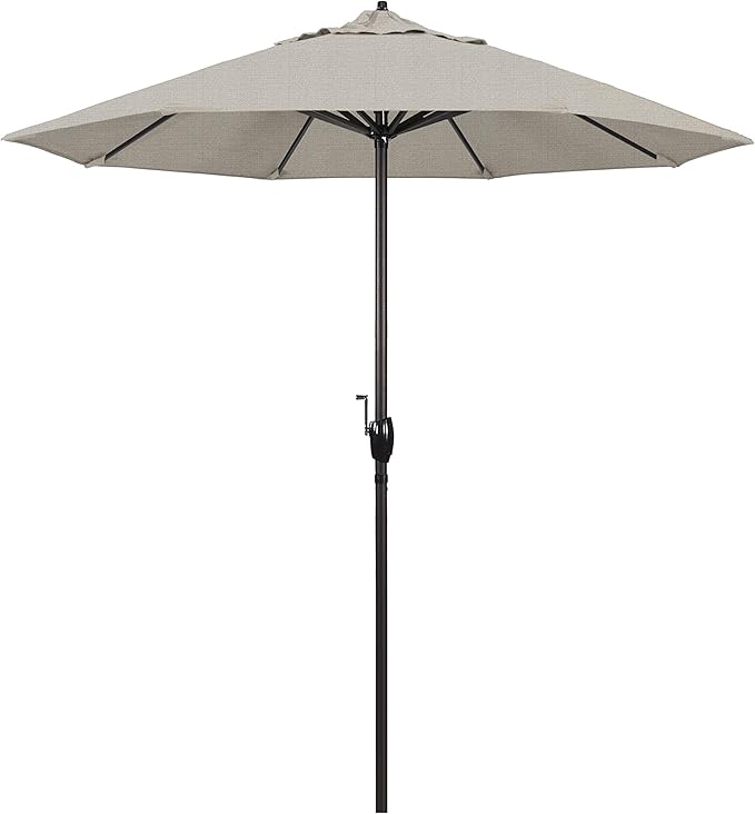 California Umbrella 7.5' Round Aluminum Outdoor Deck, Pool or Patio Umbrella, Crank Lift, Auto Tilt, Bronze Pole, Woven Granite