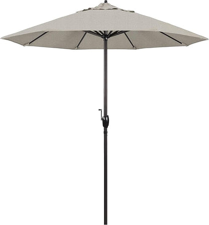 California Umbrella 7.5' Round Aluminum Outdoor Deck, Pool or Patio Umbrella, Crank Lift, Auto Tilt, Bronze Pole, Woven Granite