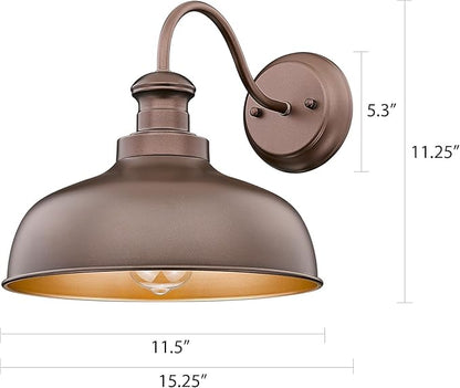 Outdoor Farmhouse Barn Light, Outside Wall Sconce, Weather Resistant Anti-Rust Farmhouse Exterior Wall Light, Outdoor Lantern Lamp for Porch, Garage, Patio, Entryway(Oil-Rubbed Bronze, 4 Pack)
