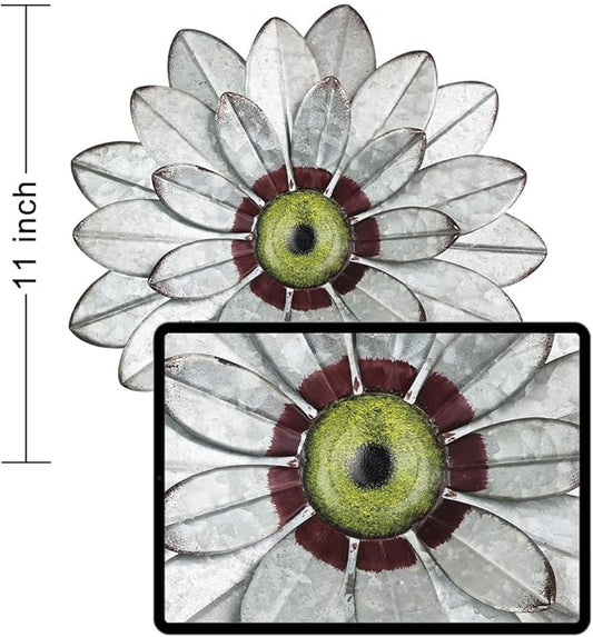 YEAHOME Metal Flower Wall Decor, 11" Boho Wall Art for Bedroom/Rustic Patio Decor