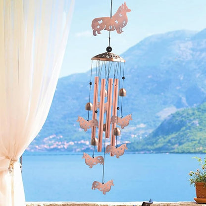 Dachshund Wind Chimes - Handcrafted Brass Unique Outdoor Musical Decor for Garden,Patio & Nursery, Memorial Day Gifts for Mom/Wife/Daughter, Whimsical Yard Decorations with Soothing Tones