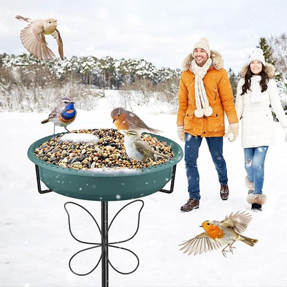 Bird Bath for Outside, Garden Freestanding Birdbath & Birdfeeder with Removable Bowl, Bird Baths Feeder for Outdoors Garden Patio Yard Lawn Decor, 5-Pronged Base & Easy to Clean(Green)