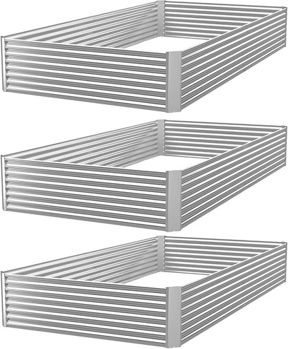 3pcs Galvanized Raised Garden Bed Outdoor,Above Ground Garden Bed for Vegetable,Metal Raised Beds for Flower,Steel Raised Beds for Gardening - 4x2ft
