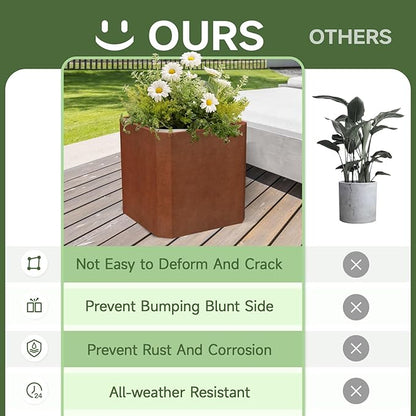 Corten Steel Planter Box-20"x20"x20"-Large Square Planter Matel -Outdoor Indoor- Heavy Duty Rustic Tall Planter Box Commercial Residential for Patio Porch Deck Home Backyard
