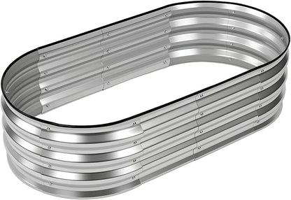 NEWBULIG Heavy-Duty Galvanized Oval Raised Garden Bed for Outdoor, Metal Planter Box with Open Base, Easy Assembly with Safe Edges for Vegetables/Flowers/Herbs