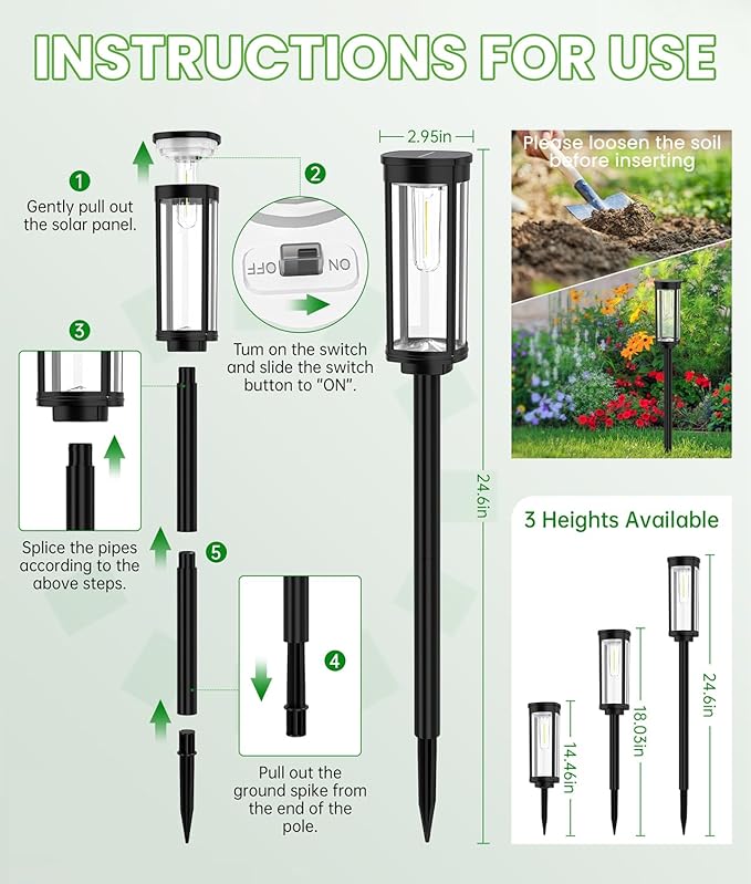BITPOTT Bright Solar Pathway Lights, 12 Pack Solar Garden Lights Outdoor Waterproof IP65, Auto On/Off Outdoor Light Decorative Landscape Lighting for Walkway Driveway Lawn Patio Yard