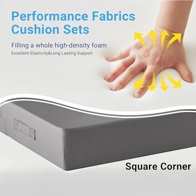 IPYNBAP Outdoor Cushions for Patio Furniture,Outdoor Seat Cushion Set 24 x 24 x 4 Inch,Waterproof & Fade Resistant Outdoor Chair Cushions,Deep Patio Chair Cushion with Removable Cover,Dark Grey