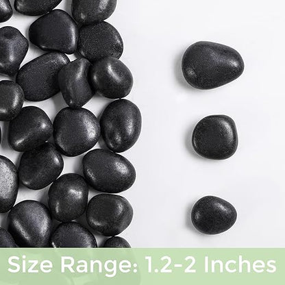 SIDONG 10 lbs Black River Rocks, 1.2-2 Inches Polished Pebbles for Indoor Plants, Aquarium Rocks Used in Fish Tank, Decorative Stones for Plants, Vases, Home Décor, Crafting, Garden Landscaping