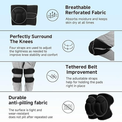 Knee Pads, Thick Sponge Anti-slip, Collision Avoidance Knee Pads, for Running, Mountaineering, House Working,Gardening Maintain (Black, Medium)