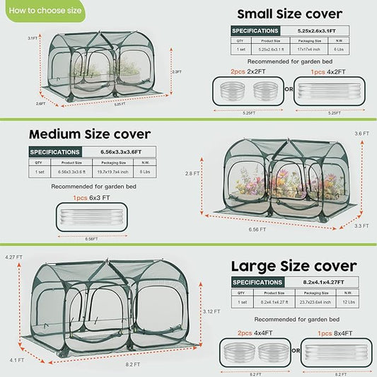 Poray Large 5.3x2.6FT Plant Netting Cover, Pop up Tunnel Crop Cage Gardening Net,Pest Guard Cover for Vegetables &Fruits,Durable Gardening Net for Plant and Animal
