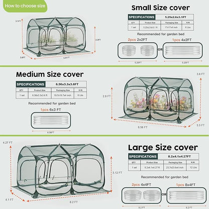 Poray Large 8.2x4FT Plant Netting Cover, Pop up Tunnel Crop Cage Gardening Net,Pest Guard Cover for Vegetables &Fruits,Durable Gardening Net for Plant and Animal