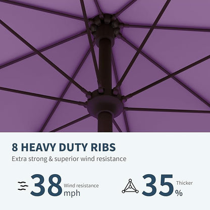PatioKingdom 11FT Patio Umbrella,Outdoor Umbrella with Push Button Tilt and Crank,Market Table Umbrella with 8 Sturdy Fiberglass Ribs UV Protection(Taro Purple, 11FT)