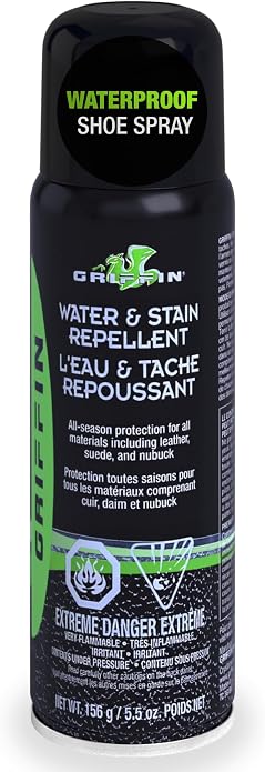 Griffin Shoe Protector Spray – Long-Lasting Water & Stain Repellent – Water Repellent Spray for Boots, Coats & More