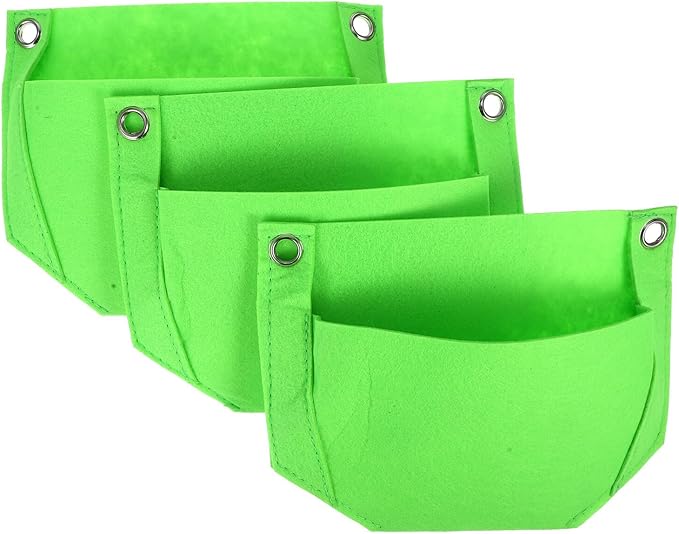 SUPVOX 3pcs Hanging Strawberry Planters Fabric Grow Bags Non-Woven Planting Pouches Vertical Garden Vegetable Growing Bags for Outdoor Wall Hanging