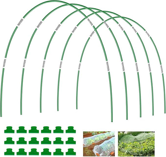 Joyhalo Garden Hoops for Raised Beds, 25pcs (5 Sets of 7ft) Fiberglass Hoops with PVC Coating, DIY Greenhouse Tunnel for Row Cover, Bird Netting & Plant Protection, Extend Growing Season
