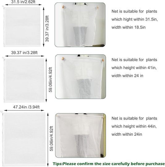 3Pcs Plant Covers from Insects, 3Size Bird Netting Barrier for Blueberry Bushes with Drawstring Zipper Mesh Garden Netting Plants Bags for Protect Fruits Tree Tomato Vegetable 2.6×3.3, 3.3×5, 4×5Ft