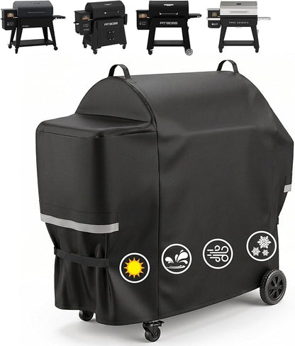 Utheer 600D Waterproof Grill Cover for Pit Boss 1600 Series, Fits Navigator 1600M PB1600M PB1600CST PB1600CS2 PB1600 Elite, Replaces 40455, No Need to Fold Side Shelf, 64.2 x 27.6 x 43.3 in