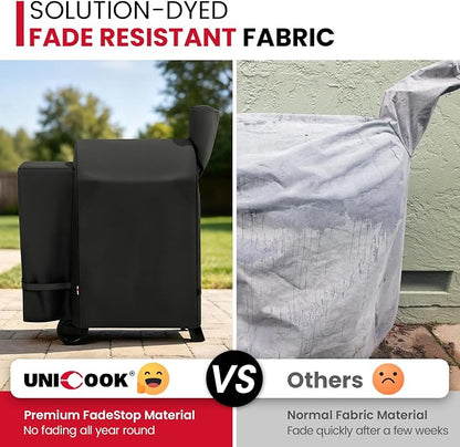 Unicook Grill Cover Compatible with Traeger Pro 22/ Pro 575 Series Wood Pellets, Heavy Duty Waterproof Full-Length Outdoor BBQ Smoker Cover, All-Season Protection Grill Accessory