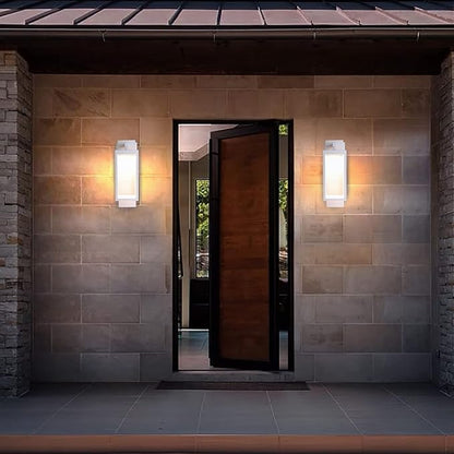 Outdoor Wall Lantern, Dusk to Dawn-Black Modern Light, Waterproof Exterior Lighting Fixture, Porch Lights, Anti Rust Outdoor Lamps for Patio House, Doorway, Garage(3000K,14IN)