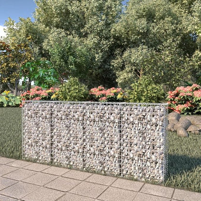 Galvanized Steel Gabion Wall with Covers, Gabion Mesh Wire Wall Panel Galvanized Steel Garden Stone Wire Basket Fencing Patio Decorative Fence, 78.7"x7.87"x33.5",-180