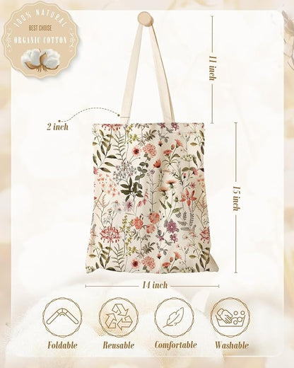 Miss Adola Aesthetic Canvas Tote Bag for Women - Sturdy Cloth Cotton Totes Bag with Pattern Shoulder Bag