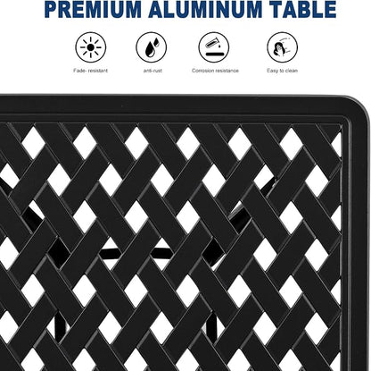 21”Cast Aluminum Outdoor Side Table, Cast Aluminum Patio End Tables, Weather Resistant End Table, Coffee Table for Patio, Porch, Deck, Garden, Black (2, Black)