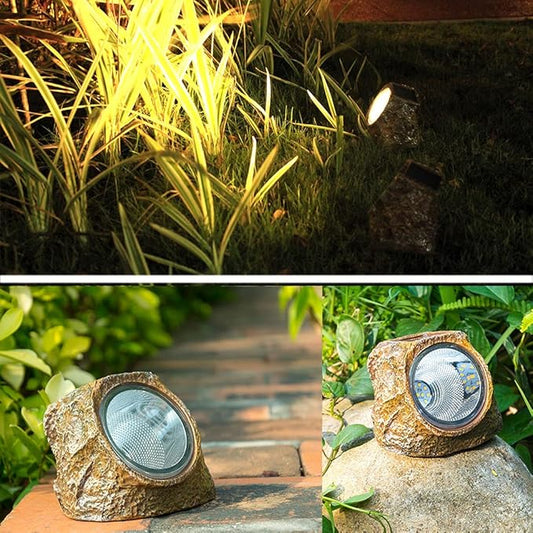 EiGreen Solar Garden Rock Lights Outdoor, 2 Pack 10 LED Waterproof Solar Powered Rock Light，Yard Landscaping Spotlights, for Indoor and Outdoor Decoration