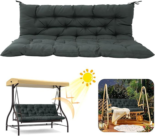 2/3 Seater Swing Replacement Cushion, Waterproof Porch Swing Cushions with Backrest, Thickened Bench Cushions for Outdoor Furniture, for Outdoor Patio Swing (Dark Grey, 60 * 40 in)