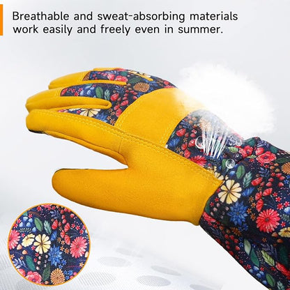 Long Gardening Gloves for Women Rose Pruning Garden Gloves Ladies Protective Work Gloves for Yard & Outdoor Work