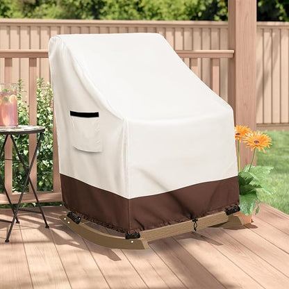 Outdoor Adirondack Rocking Chair Cover,Heavy Duty 600D Waterproof Patio Rocking Chairs Cover for 32" W x 35" D x 32" H Rocking Chair,Beige