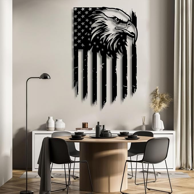 American Eagle Metal Wall Art,American Flag Wall Decor,US Large Metal Eagle Wall Sign,Fourth of July Independence Day Flag,Metal Flag Hanging,Patriotic Gift (41x26inches / 105x66cm, Style 3)