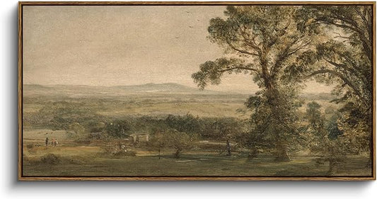 InSimSea Extra Large Framed Vintage Wall Art, Living Room Country Farmhouse Decor, Rustic Countryside Landscape Canvas Prints, Retro Scenery Long Picture for Bedroom Above of Bed, 20x40inch
