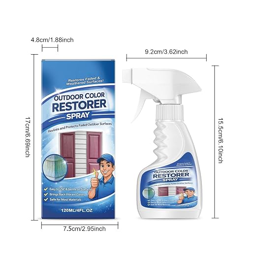 Outdoor Color Restorer Spray, Long Lasting Rejuvenator for Faded Patio Furniture, Wood, Vinyl, Plastic & Decking, Waterproof Layer Renews Decor for Backyard & Daily Furniture Care, 120ML (2 pcs)