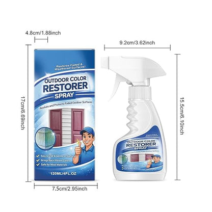 Outdoor Color Restorer Spray, Long Lasting Rejuvenator for Faded Patio Furniture, Wood, Vinyl, Plastic & Decking, Waterproof Layer Renews Decor for Backyard & Daily Furniture Care, 120ML (2 pcs)