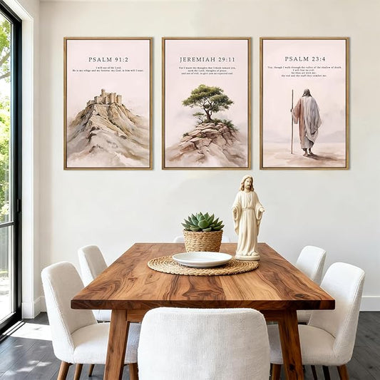 IARTTOP Large Christian Easter Framed Canvas Wall Art 16x24 Inch Jesus Easter Bible Verse Art Prints Religious Scripture Wall Decor for Living Room Bedroom Set of 3