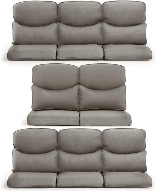 8-Piece Outdoor Patio Cushion Set - Fade & Water Resistant with Removable Olefin Cover, 22x24x4 Inch Memory Foam Cushions for Wicker Sectional Sofa – Grey/Crescent