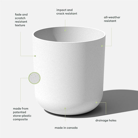 Veradek Mason Series Lima Planter - Round Planter for Indoor or Outdoor Porch/Garden | Made from Plastic-Stone Composite with Drainage Holes | Modern Décor for Succulents, Flowers, Small Plants