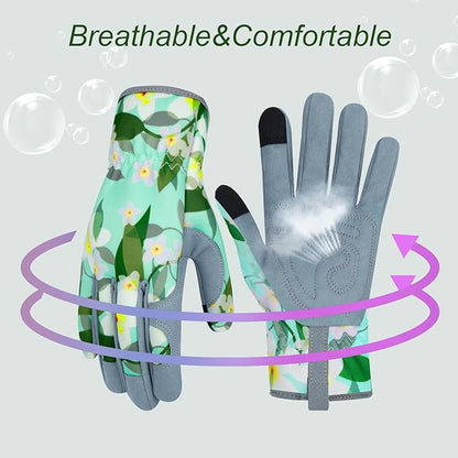 Leather Gardening Gloves for Women Thorn Proof Garden Gloves Touch Screen Working Gloves Gifts,M