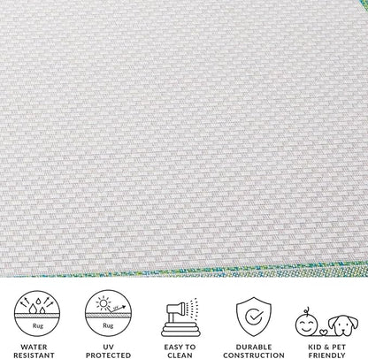 SAFAVIEH Washable Rug Outdoor Courtyard Collection - 2' x 3'7", Ivory & Green, Non-Shedding & Easy Cleaning, Ideal for Patio, Front Door, Entryway, Doormat (CY8475-55712)