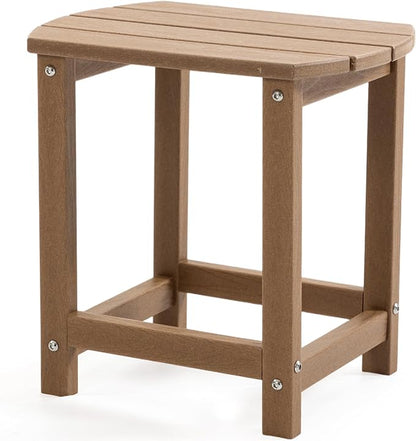 HDPE Patio Side End Table, Waterproof Outdoor Small Table for Patio, Garden, Poolside, Balcony, Deck, Porch, Backyard, Outdoor or Indoor Use, Brown