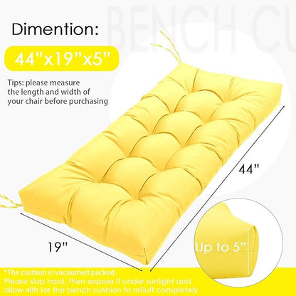 MTMR Outdoor Bench Cushion for Furniture 40X19 Inch Tufted Porch Swing Cushions with High Elasticity PP Cotton and Durable Ties, Thick Bench Seat Cushions for Patio Furnitures Yellow