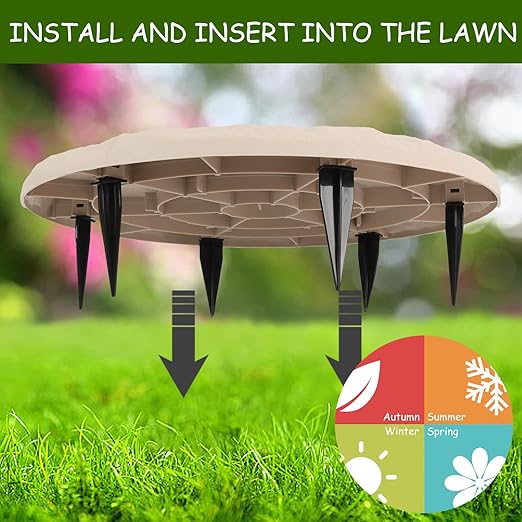 4Pcs Large Stepping Stones Outdoor Garden Walkway, Durable Plastic Pavers for Patio, Pathway, and Landscaping, Weatherproof Stepping Stones with Ground Stakes for Easy Installation (Round Sunflower)