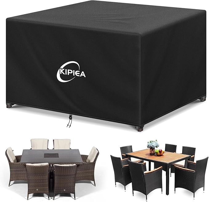 Kipiea Patio Furniture Covers Waterproof Winter, Heavy-Duty 420D Outdoor Patio Furniture Set Covers, No Tears Anti UV No Fading (49" L x 49" W x 28" H)