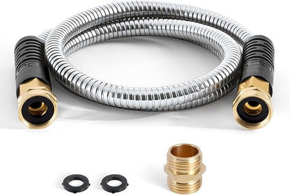 Cesun Short Garden Hose 3 ft with Female to Female Connector, Small Metal Leader Hose, Drinking Water Hose, Flexible, Lightweight Stainless Steel Water Pipe for RV, Outdoor, Yard, 3ft x 5/8"