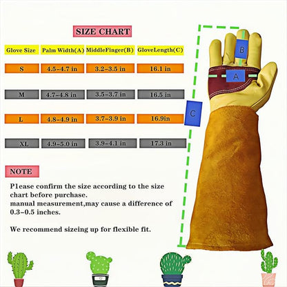 Womens/Mens Gardening Gloves for Rose and Cactus Handling,Cow Leather Garden Gloves Women/Men Thorn Proof