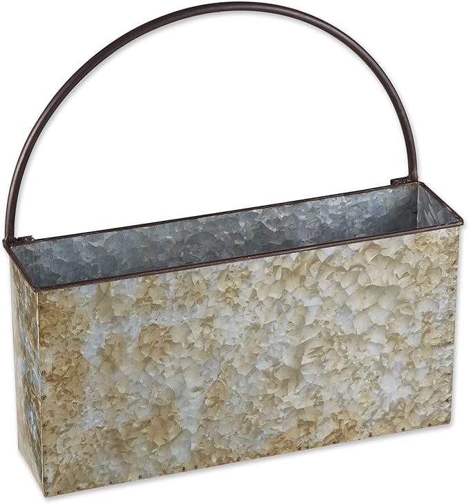 DII Galvanized Planter Collection Wall Hanging, Rectangle, 14.5x4x14.5, Iron