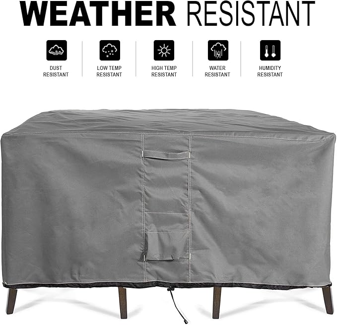 KHOMO GEAR - Patio Table & Chair Set Cover - Durable and Water Resistant Outdoor Furniture Cover, Extra Large