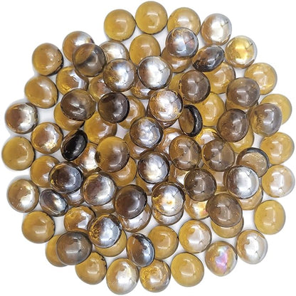 Flat Glass Marbles 1 Pound Vase Filler Fire Pit Glass Pebbles for Indoor Plants, Aquarium Fish Tank Decorations, Home Decor, Fire Pit, Landscaping, Arts Crafts (Amber)