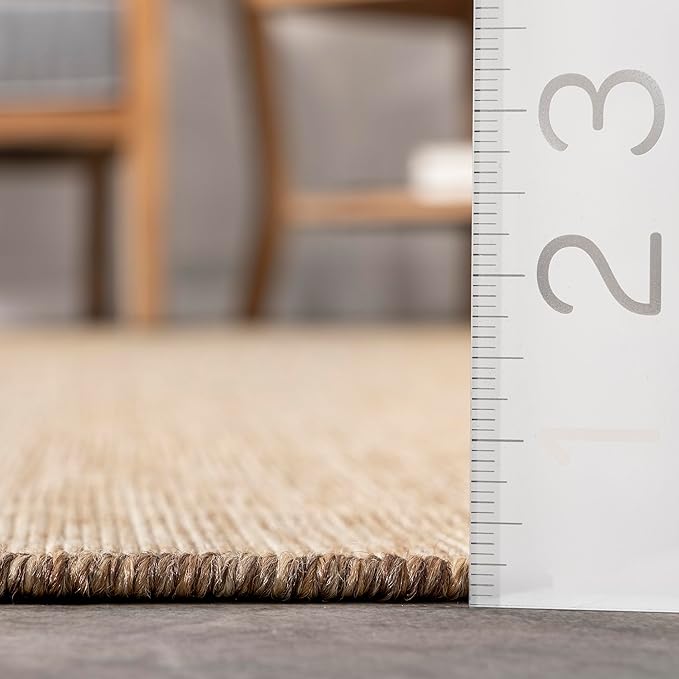 Nuloom Outdoor Performance Collection Nakia Brown/Ivory, 6' 7" x 9', Soft and Cozy, High Traffic, Stain Resistant, Easy Clean, Durable Area Rug for Indoor/Outdoor Patio, Deck, Porch, Garden, Courtyard